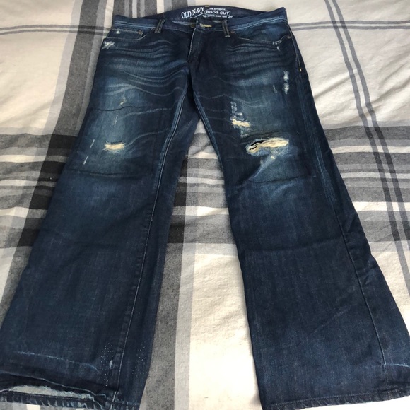 navy ripped jeans mens